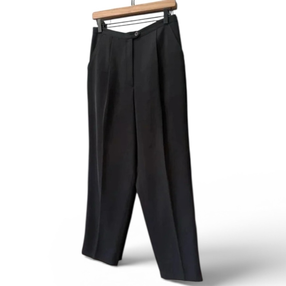 Dressbarn Pants Womens Black‎ Lined Pleated Side Zip 10 Petite High Rise Career